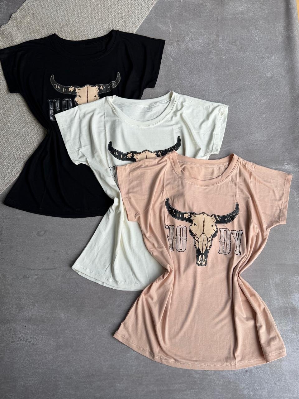 remera con diseño cow