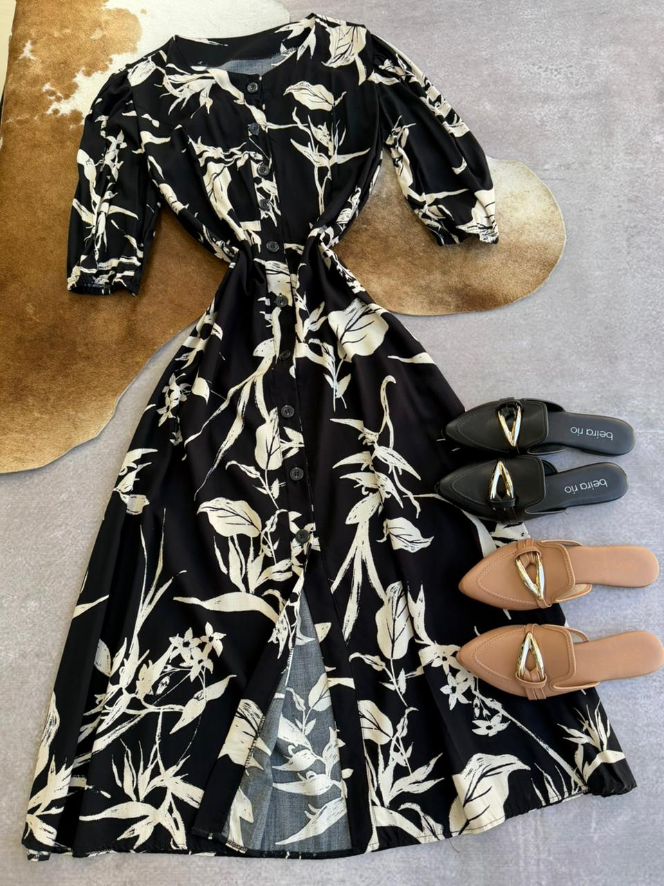 VESTIDO DE LINO ESTAMPADO